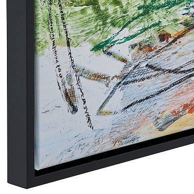 25 X 37 Handcrafted Wall Art Abstract Giclee, Black Frame, Multicolor