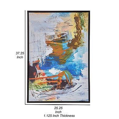 25 X 37 Handcrafted Wall Art Abstract Giclee, Black Frame, Multicolor