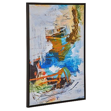 25 X 37 Handcrafted Wall Art Abstract Giclee, Black Frame, Multicolor