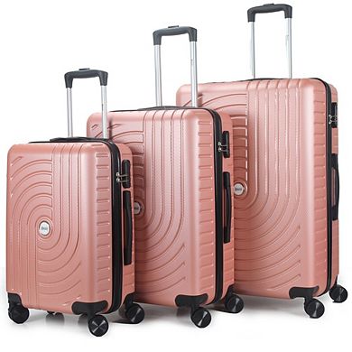 Mirage Sally Abs Hard Shell Lightweight 360 Dual Spinning Wheels Combo Lock 3 Piece Luggage Set