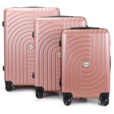 Mirage Sally Abs Hard Shell Lightweight 360 Dual Spinning Wheels Combo Lock 3 Piece Luggage Set