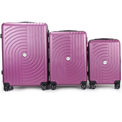 Mirage Sally Abs Hard Shell Lightweight 360 Dual Spinning Wheels Combo Lock 3 Piece Luggage Set