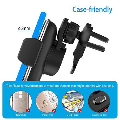 Car Wireless Phone Charger - 15w, 10w, 7.5w - Automatic Clamping Air Vent Mount Holder