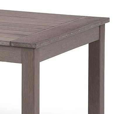 Karo 49 Inch Outdoor Coffee Table, Slatted Top, Modern Style, Taupe Brown