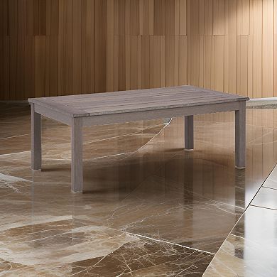 Karo 49 Inch Outdoor Coffee Table, Slatted Top, Modern Style, Taupe Brown