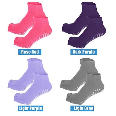 4 Pairs Half Finger Toe Socks Unisex Non Slip Sticky For Yoga Fit