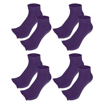 4 Pairs Half Finger Toe Socks Unisex Non Slip Sticky For Yoga Fit
