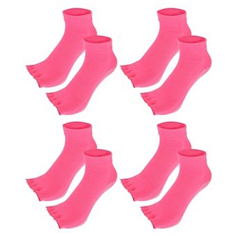 4 Pairs Half Finger Toe Socks Unisex Non Slip Sticky For Yoga Fit