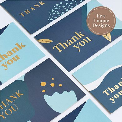 Rileys Thank You Cards With Envelopes, 50-count, Gold Foil - Blank Note Cards, Perfect For Wedding