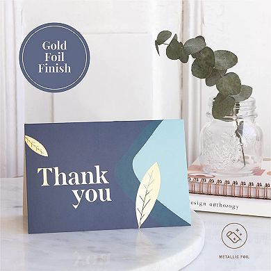 Rileys Thank You Cards With Envelopes, 50-count, Gold Foil - Blank Note Cards, Perfect For Wedding