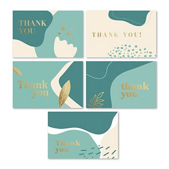 Rileys Thank You Cards With Envelopes, 50-count, Gold Foil - Blank Note Cards, Perfect For Wedding