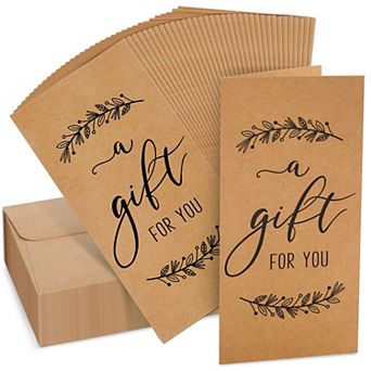 36 Pack Money Cards With Envelopes, A Gift For You Cards, Kraft Paper, 3.5x7.25"