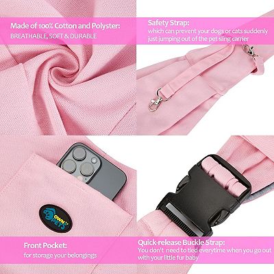 Dog Slings For Small Dogs Hands-Free Dog Sling Carrier – Reversible & Adjustable For Small Pets Up To 15lbs (with Pocket) Puppy Backpack