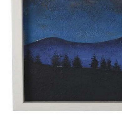 28 X 28 Framed Wall Art Painting, Mountains, Natural Fiber, Multicolor