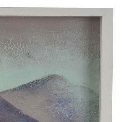 28 X 28 Framed Wall Art Painting, Mountains, Natural Fiber, Multicolor