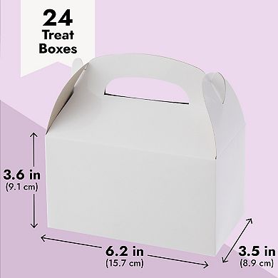24-pack Treat Boxes Candy Gable Boxes For Party Favors (white, 6.2x3.5x3.6 In)