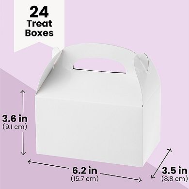 24-Pack Treat Boxes Candy for Party Favors (White, 9.75 x 7.0 x 1.88 In)