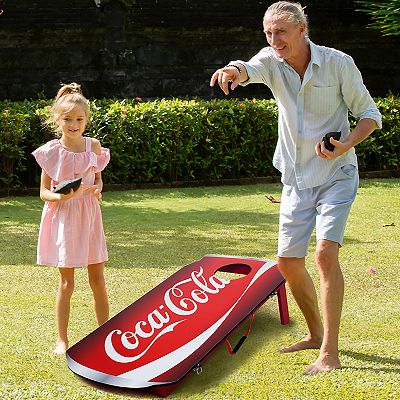 Coca Cola Cornhole Set - Can Shaped Bean Bag Toss Game With 8 Bags
