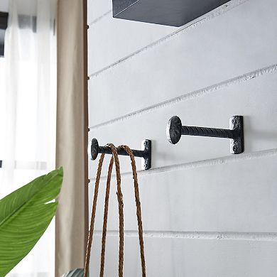 Black Industrial Decorative Cast Iron Nail Head Wall Hooks (set Of 6)