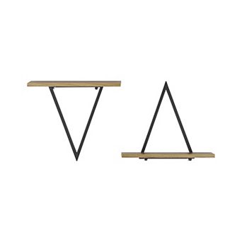 Contemporary Decorative Triangle Accent Metal Frame Wall Shelf - Reversible Configuration