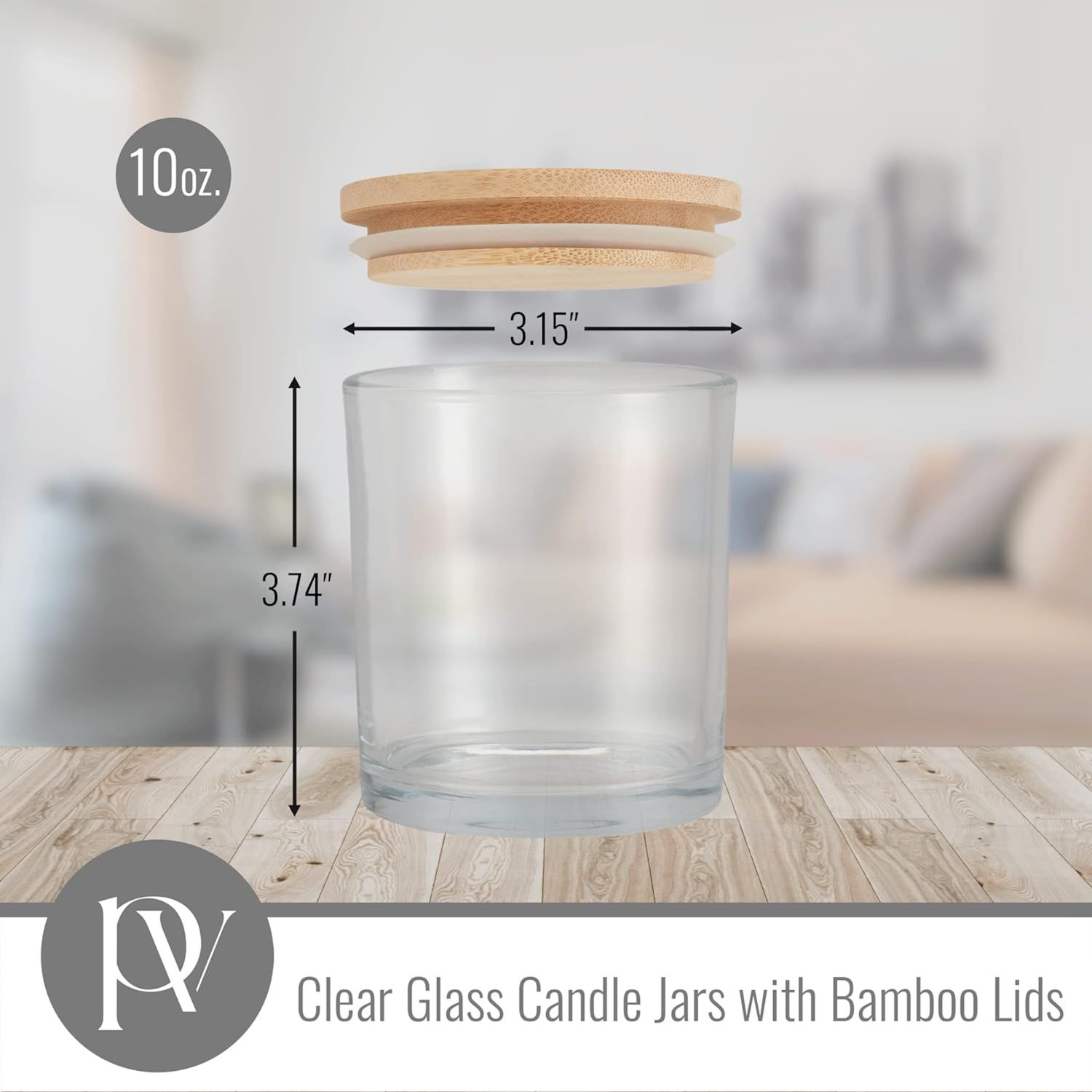 thumbnail image 2 of Candle Tins CONNOO 12 Pack 10 OZ Spring Glass Candle Jars For Making Candles With Airtight Bamboo Lids Nice Sticky Warning Labels For Candle Making Empty Candle Vessels 2 of 13
