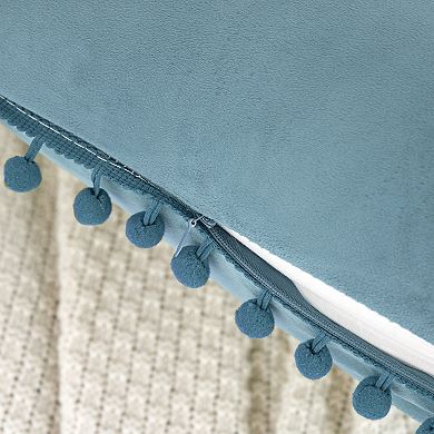 Pack Of 2 Fringe Pom Poms Decorative Throw Pillow Covers Cushion Pillow Cases Room 18" X 18"