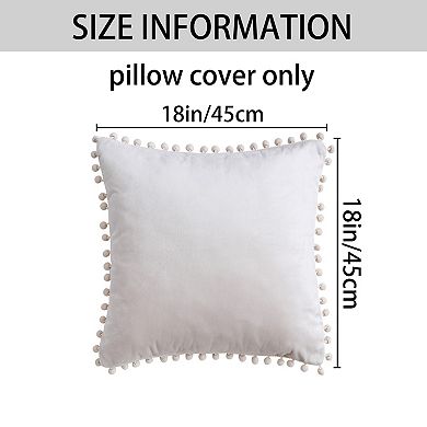 Pack Of 2 Fringe Pom Poms Decorative Throw Pillow Covers Cushion Pillow Cases Room 18" X 18"