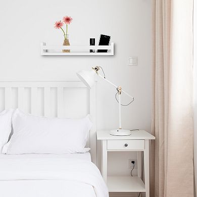 18" Wall Mount Decorative Spice Rack / Home Décor Organizer Rack Shelf White