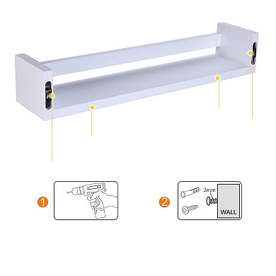 18" Wall Mount Decorative Spice Rack / Home Décor Organizer Rack Shelf White