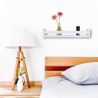 18" Wall Mount Decorative Spice Rack / Home Décor Organizer Rack Shelf White