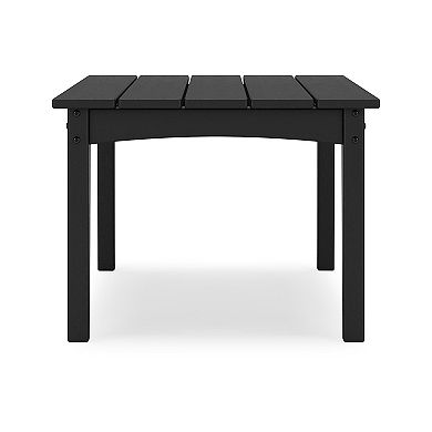 Fini 44 Inch Outdoor Coffee Table, Slatted Top, Modern Style, Black Finish