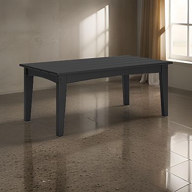 Fini 44 Inch Outdoor Coffee Table, Slatted Top, Modern Style, Black Finish