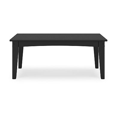 Fini 44 Inch Outdoor Coffee Table, Slatted Top, Modern Style, Black Finish