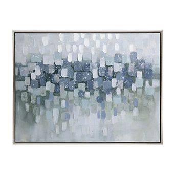 35 X 47 Wall Art Oil Painting, Landscape Polyester Canvas, Gray, Silver