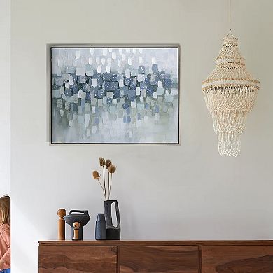 35 X 47 Wall Art Oil Painting, Landscape Polyester Canvas, Gray, Silver