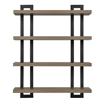 4 tier Wide Ladder Bracket Floating Metal Frame Wall Shelves