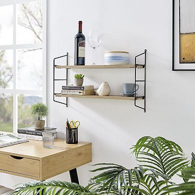 Severini Floating Bracket Farmhouse Two-tier Wall Shelf