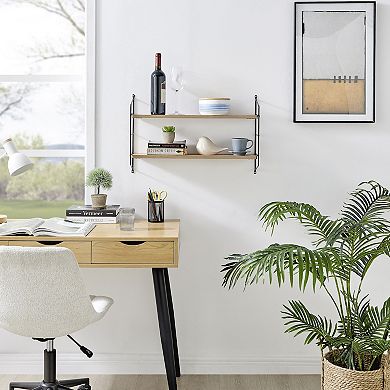 Severini Floating Bracket Farmhouse Two-tier Wall Shelf