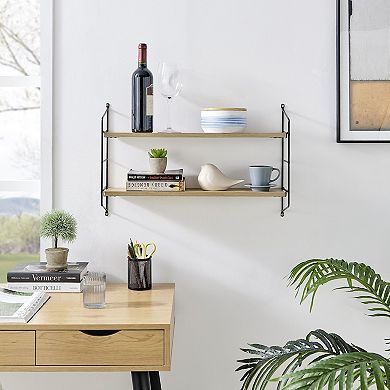 Severini Floating Bracket Farmhouse Two-tier Wall Shelf