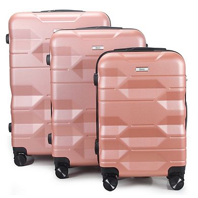 Mirage Maggie Abs Hard Shell Lightweight 360 Dual Spinning Wheels Combo Lock 3 Piece Luggage Set