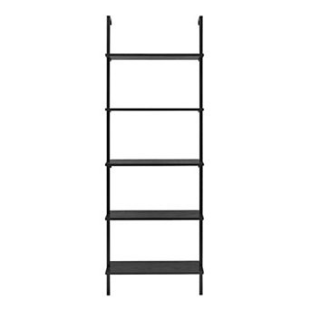 Everett 5 tier Open Display Stand Wall Mount Modern Metal Frame Ladder Shelf