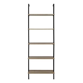 Everett 5 tier Open Display Stand Wall Mount Modern Metal Frame Ladder Shelf