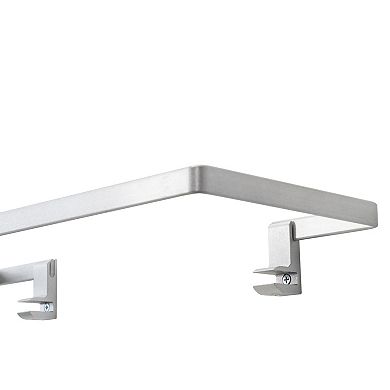 Floating Wall Mount Tempered Glass Bathroom Shelf With Brushed Chrome Rail