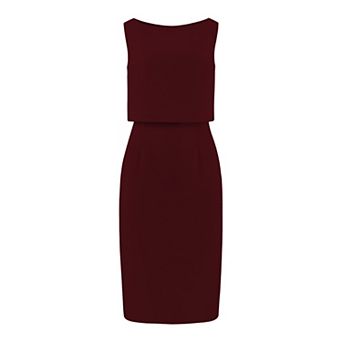 Women's Office Sheath Dresses Layered Sleeveless Work Pencil Dress