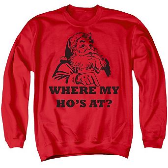 Santa Where My Ho´s at Christmas Unisex Adult Crewneck Sweatshirt Sweater