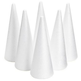 6 Pack Foam Cones For Crafts, Holiday Decorations, Handmade Gnomes, 3.8 X 9.5 In