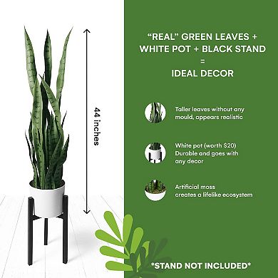 Faux Snake Plant With Thick Durable Pot For Indoor Decor
