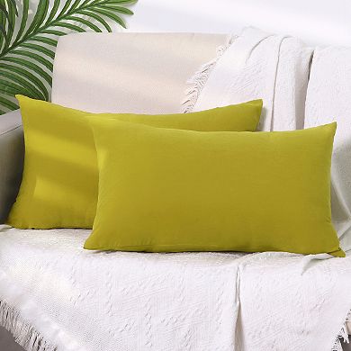 1 Pair Solid Color Pillowcases With Hidden Zipper For Bed, Sofa, Chair And Couch 12" X 20"