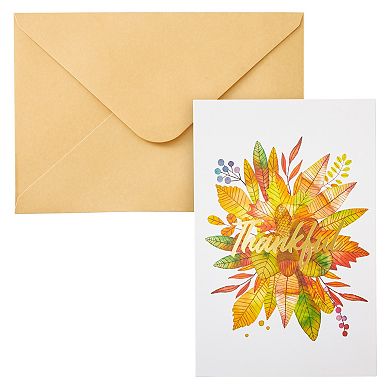 48 Pack Thanksgiving Greeting Cards And Kraft Envelopes, 6 Fall Designs, 4x6 In