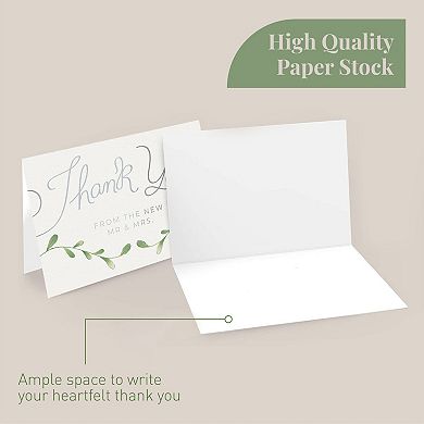 Rileys & Co Thank You Wedding Cards From The New Mr & Mrs. With Envelopes & Stickers, 100 Bulk Pack